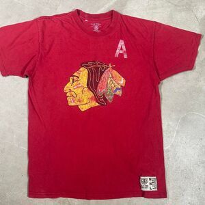 Chicago Blackhawks Hull #9 red & white NHL Mens front back graphic Size Large